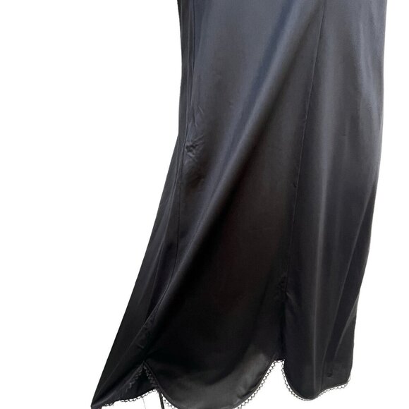 VTG 80s Vanity Fair Full Slip Dress Floral Sheer Bodice Silky Black Women’s 36 - Picture 7 of 10